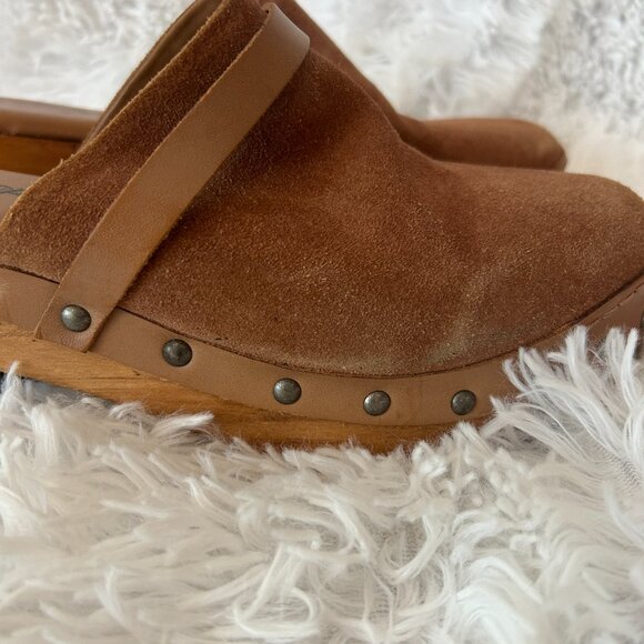 Free People Calabasas Platform Clogs Womens 9.5 Brown Suede Mules Slip On - Picture 7 of 10
